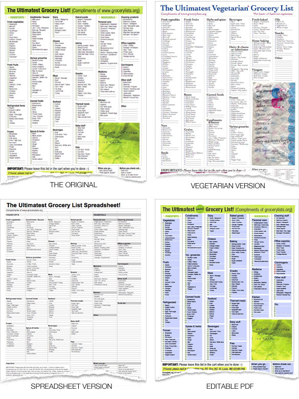 Grocery List Spreadsheet  Printable & Editable Food Shopping